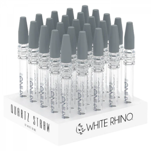White Rhino Quartz V2 Dab Straw w/ Silicone Cap - 25ct Jar [NS2002]